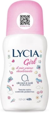 LYCIA DEODORANTE ROLL ON GIRL PER BAMBINE E RAGAZZE DERMATOLOGICAMENTE TESTATO SOTTO CONTROLLO PEDIATRICO 50 ML OKX