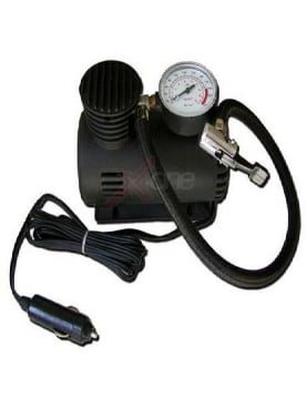 MINICOMPRESSORE 12V URANIO CON MANOMETRO PRESA ACCENDISIGARI POTENZA 250 PSI (18BAR) CON ADATTATORI PER GONFIABILI E AGO 