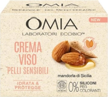 OMIA CREMA VISO IDRATANTE ALLA MANDORLA DI SICILIA IDRATA E PROTEGGE LA PELLE FORMULA LENITIVA NO SILICONI E COLORANTI 50 ML