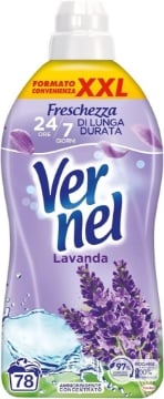 VERNEL LAVANDA AMMORBIDENTE LAVATRICE INTENSA FRESCHEZZA E MORBIDEZZA CONFEZIONE XXL DA 1,9 LITRI 78 LAVAGGI OKX