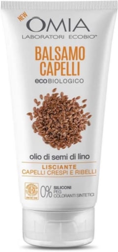 OMIA BALSAMO CAPELLI ECO BIO CON OLIO DI SEMI DI LINO PER CAPELLI CRESPI LISCIANTE E DISCIPLINANTE DA 180 ML OKX