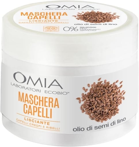 OMIA MASCHERA PER CAPELLI CON OLIO DI SEMI DI LINO RISTRUTTURANTE PER CAPELLI FRAGILI E SECCHI 250 ML NO SILICONI OKX