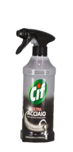 CIF ULTRA ACCIAIO SGRASSATORE CUCINA E BAGNO  500 ML AGENTI LUCIDANTI IDEALE SU CALCARE MACCHIE D'ACQUA E UNTO 