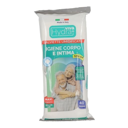 HYDRA VIVA+ SALVIETTE UMIDIFICATE PER IGIENE INTIMA E CORPO SENIOR 40PZ