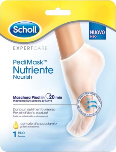 SCHOLL PEDIMASK MASCHERA PIEDI NUTRIENTE CON OLIO DI MACADAMIA 1 PAIO DI CALZINI IDRATANTI OKX