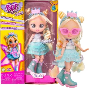 CRY BABIES STELLA BFF COLLEZIONABILE BAMBOLA FASHION CON LUNGHI CAPELLI VESTITI E 9 ACCESSORI PER BAMBINE E BAMBINI + 5 ANNI