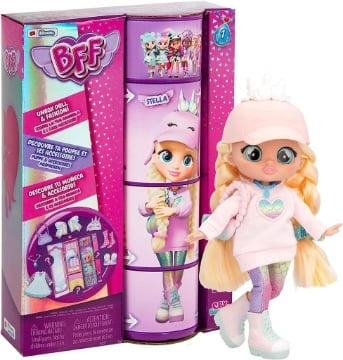 CRY BABIES BFF STELLA BAMBOLA ALLA MODA DA COLLEZIONE CON CAPELLI LUNGHI + VESTITINI E 9 ACCESSORI PER BAMBINI E BAMBINE +5 ANNI