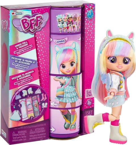 CRY BABIES BFF JENNA BAMBOLA ALLA MODA DA COLLEZIONE CON CAPELLI LUNGHI + VESTITINI E 9 ACCESSORI PER BAMBINI E BAMBINE +5 ANNI