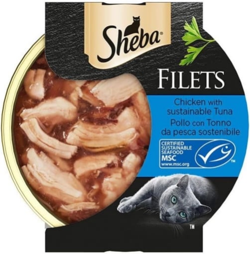 SHEBA FILETS POLLO CON TONNO DA PESCA SOSTENIBILE  60 G OKX