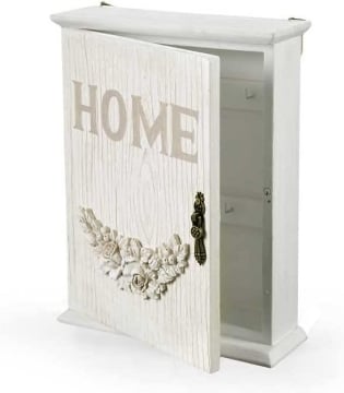 CASSETTA PORTACHIAVI IN STILE SHABBY CHIC IN COLORE BIANCO 19 X 6 X H 24 CM