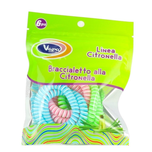 BRACCIALETTI  VAPA 6 PZ CITRONELLA COLORATI 