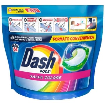 DASH PODS LIQUIDO LAVATRICE 64 LAVAGGI SALVA COLORE OKX