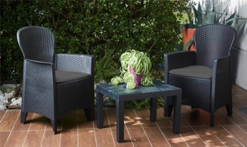 MAURY'S AKITA SALOTTO DA GIARDINO ANTRACITE  CON CUSCINI 3 PZ ASSORTITI USATO COME NUOVO 