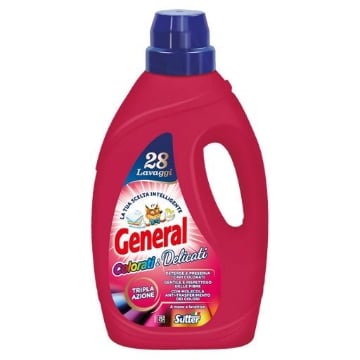 GENERAL DETERSIVO LIQUIDO PER LAVATRICE 28 LAVAGGI COLORATI E DELICATI 1400 ML