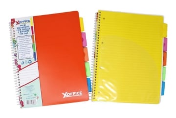 MAXI QUADERNO CON SPIRALE E DIVISORI 1 RIGO FORMATO A4 100 FOGLI STACCABILI COLORI ASSORTITI 