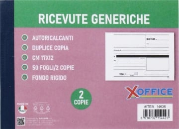 RICEVUTE GENERERICHE 50X2 COPIE 12 X 17 AUTORICALCANTI DUPLICE COPIA