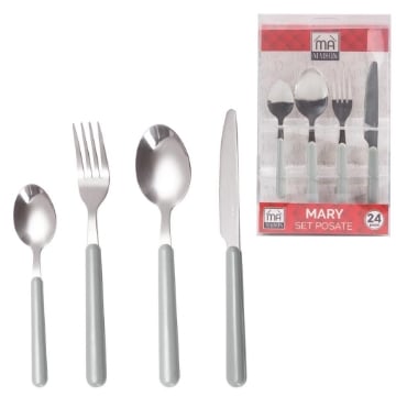 MA MAISON SET POSATE MODELLO MARY SET DA 24 PZ COLOR GRIGIO OKX