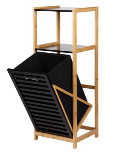 MA MAISON MOBILE PORTABIANCHERIA IN BAMBOO COLORE NERO CON CASSETTO APRIBILE E 2 RIPIANI 36X33X98H CM OKX