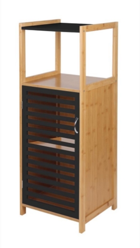 MA MAISON MOBILE PORTABIANCHERIA IN BAMBOO COLORE NERO CON SPORTELLO E 2 RIPIANI 36X33X98H CM OKX