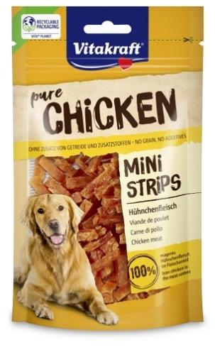 VITAKRAFT PURE CHICKEN MINI STRIPS STRISCIOLINE DI POLLO CHICKEN MINI STRIPS 80 G OKX