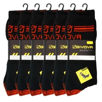 GIVOVA 6 PAIA CALZA CORTA PROTETTIVA DA LAVORO IN COSTA E SPUGNA SAFETY TAGLIA 39/42 NERO ARANCIONE - GW001 