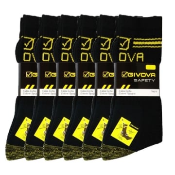 GIVOVA 6 PAIA CALZA CORTA PROTETTIVA DA LAVORO IN COSTA E SPUGNA SAFETY TAGLIA 39/42 NERO GIALLO - GW001 OKX