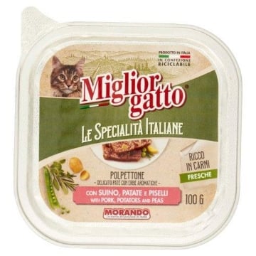 MIGLIOR GATTO POLPETTONE CON SUINO, PATATE E PISELLI 100GR 