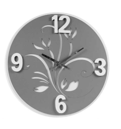 OROLOGIO IN LEGNO TONDO 50X50 CM IN COLORE GRIGIO DECORATO OKX