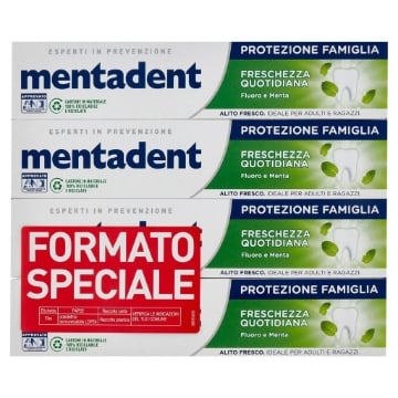 SET 4 MENTADENT DENTIFRICIO FRESCHEZZA QUOTIDIANA DA 75ML FLUORO E MENTA