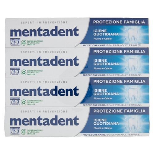 SET 4 MENTADENT DENTIFRICIO IGIENE QUOTIDIANA DA 75ML CON FLUORO E CALCIO