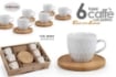 SET 6 TAZZINE DA CAFFÈ CON PIATTINO IN LEGNO