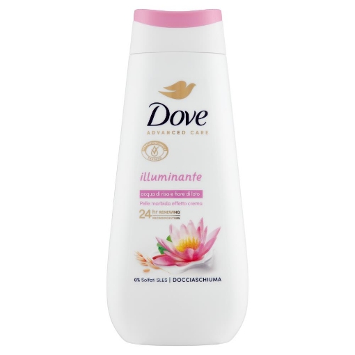 DOVE DOCCIASCHIUMA 225ML ILLUMINANTE ACQUA DI RISO E FIORI DI LOTO