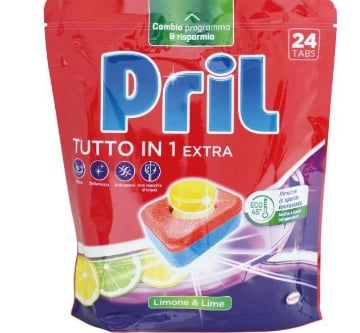 PRIL TUTTO IN 1 EXTRA TABS PER LAVASTOVIGLIE LIMONE E LIME 24 PZ OKX