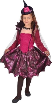 COSTUME HALLOWEEN BARBIE STREGA FASHION 4-5 ANNI CON VESTITO E CAPPELLINO