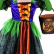 COSTUME BABY STREGA HALLOWEEN BAMBINA CON BORSA PORTADOLCI DOLCETTO O SCHERZETTO 4-6 ANNI 