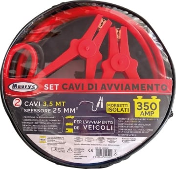 SET CAVI DI AVVIAMENTO PER BATTERIA 350 AMP 25 MM  3,5 MT MORESETTI ISOLATI OKX