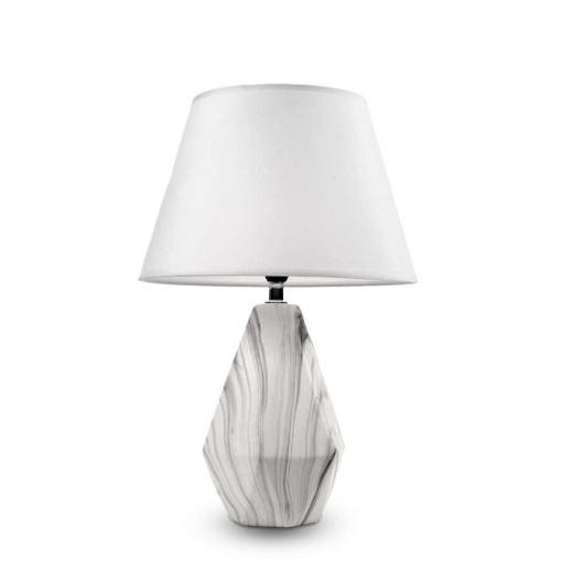 LAMPADA DA TAVOLO IN CERAMICA CON BASE EFFETTO MARMO DA 42 CM COLORE BIANCO