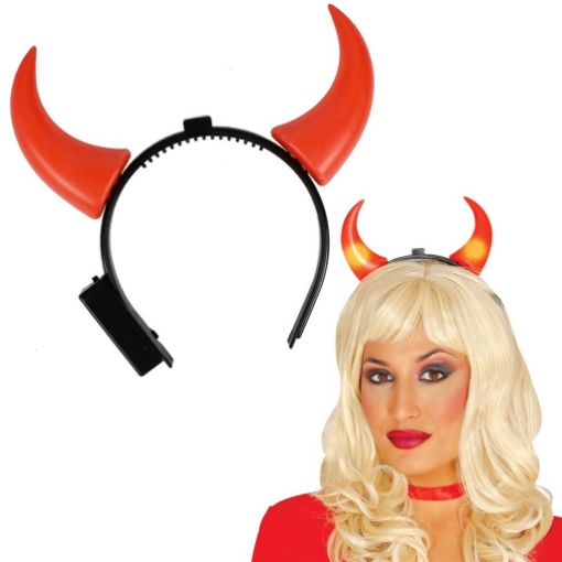 CERCHIETTO DEVIL CON LUCI E CORNA ROSSE UNISEX A BATTERIA 