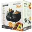 ZEPHIR BREAKFAST SET 5 IN 1 TOSTAPANE, CASSERUOLA SUPPORTO PER UOVA, PIASTRA E COTTURA A VAPORE 1600 WATT