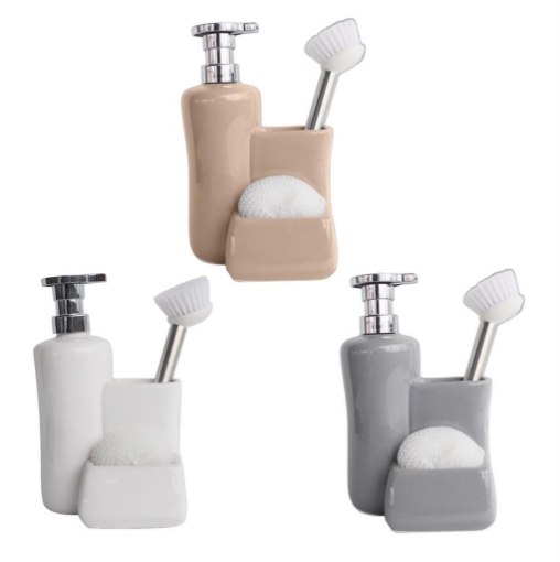 MA MAISON DISPENSER GLOSSY CON SPAZZOLA CON DOSASAPONE + SPAZIO RIPONI SPUGNETTA OKX