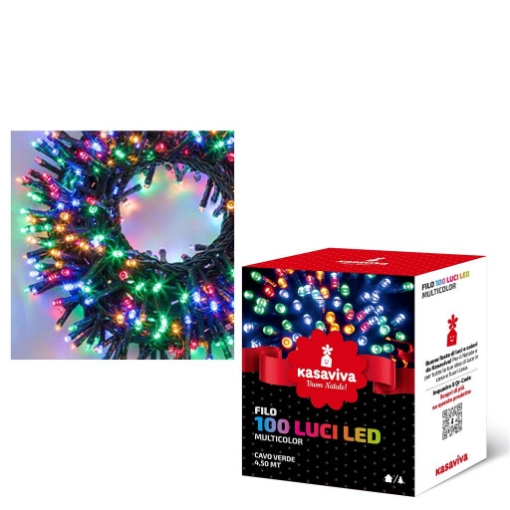 MAURY'S FILO 100 LED MULTICOLOR CON CAVO VERDE 4,50 MT OKX