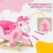 CAVALLO A DONDOLO UNICORNO CON 32 CANZONI, BASE IN LEGNO E CINTURA DI SICUREZZA, ETÀ 18-36 MESI, ROSA