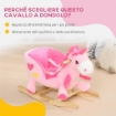 CAVALLO A DONDOLO UNICORNO CON 32 CANZONI, BASE IN LEGNO E CINTURA DI SICUREZZA, ETÀ 18-36 MESI, ROSA