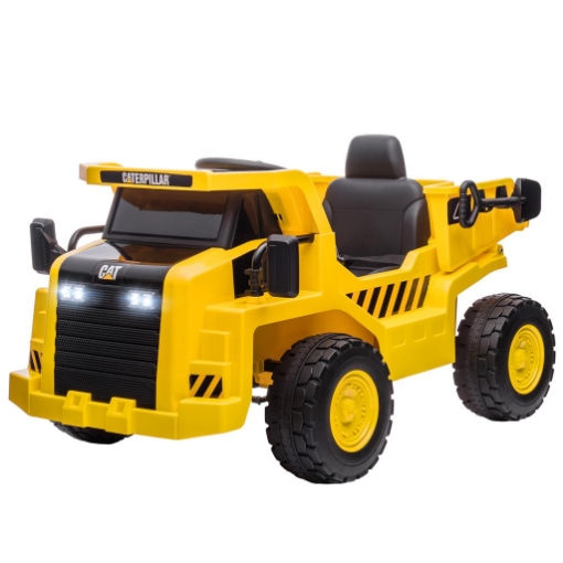 CAMION GIOCATTOLO LICENZA CATERPILLAR CON TELECOMANDO, FARI, SECCHIO E PALA, 110X70.5X61.5 CM, GIALLO