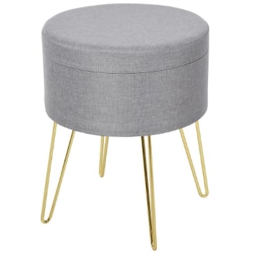 POUF CONTENITORE 2 IN METALLO CON FINITURA ORO 136X36X45CM GRIGIO