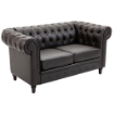 DIVANO CHESTERFIELD 2 POSTI TRAPUNTATO IN ECOPELLE 160 X 84 X 80 CM MARRONE 