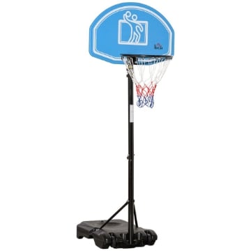 CANESTRO BASKET CON ALTEZZA REGOLABILE 195-245 CM BASE CON RUOTE E TABELLONE BLU