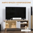 MOBILE TV 46" MAX IN TRUCIOLATO E LEGNO CON 2 RIPIANI APERTI E ARMADIETTO, 110X39X48.8 CM