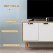 MOBILE TV 46" MAX IN TRUCIOLATO E LEGNO CON 2 RIPIANI APERTI E ARMADIETTO, 110X39X48.8 CM