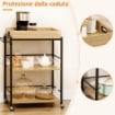 CARRELLO DA CUCINA A 3 RIPIANI CON VASSOIO RIMOVIBILE E RUOTE GIREVOLI